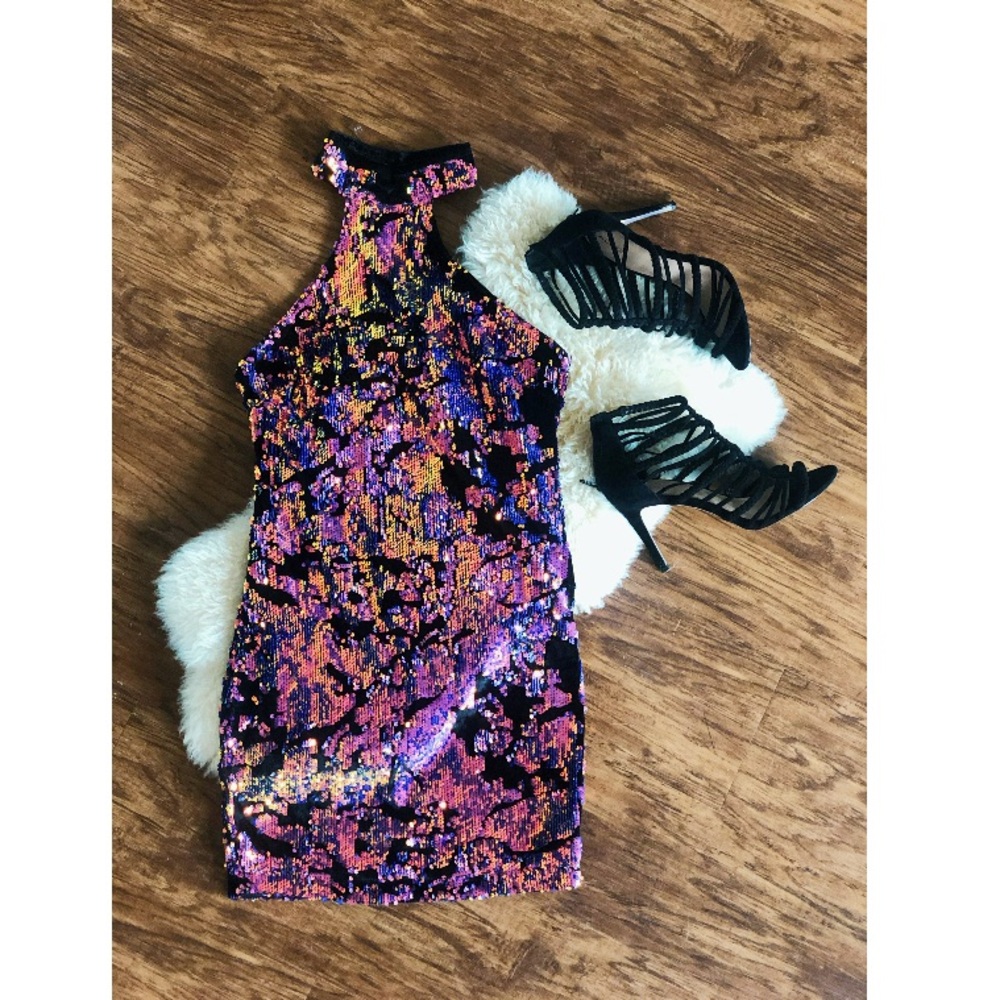 High neck Sequin Dress